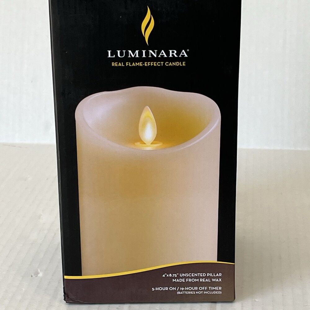 Luminara Flameless Battery Operated Scalloped Edge LED Candle 4" x 9" Ivory